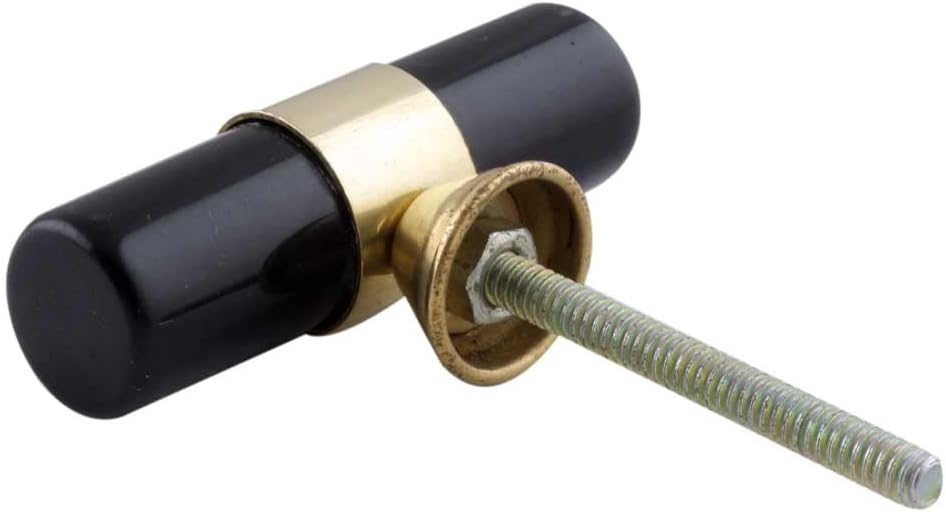 Indian Shelf 6 Pieces Black and Gold T Bar Knobs Brass Decorative Pulls for Kitchen Cabinets Drawers and Dressers Modern Hardware