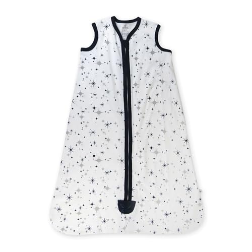 Image of HonestBaby Zip Front Wearable Blanket 100% Organic Cotton for Infant Baby Boys, Girls, Jumbo Twinkle Navy, Small