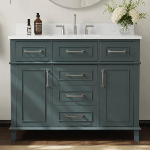 DELUXE LIVING 42 Inch Bathroom Vanity with Sink, Fully Assembled, Green
