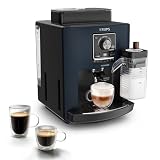 Krups Harmony Milk Kaffeevollautomat mit Milchaufschäumer, 5 Kaffeespezialitäten, intuitive Bedienung, automatische Reinigung, Doppeltassenfunktion, kompaktes Design, Blau, EA5094E0