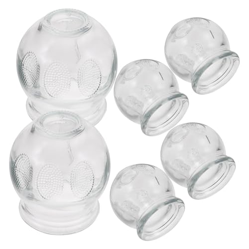 POPETPOP 6 pièces Lot de Ventouses Verre pour Thérapie par Aspiration Cupping Massage Verre Épais Kit Ventouses Chinoises pour Massage et Activation Circulatoire