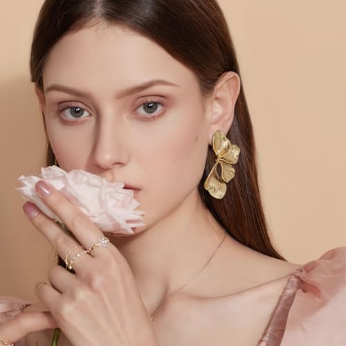 Gold Earrings For Women Gold Leaf Earrings Worn Gold dangle drop Earrings Fashion Jewelry Gift2