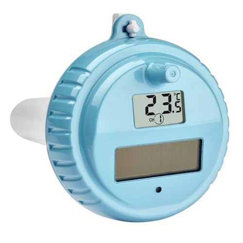 TFA Dostmann Venice Poolthermometer, 30.3056.10, zur Überwachung der Wassertemperatur in Pool, Teich oder Whirlpool, Digitales Funk-Poolthermometer, Grau, L 116 x B 24 (65) x H 126 mm