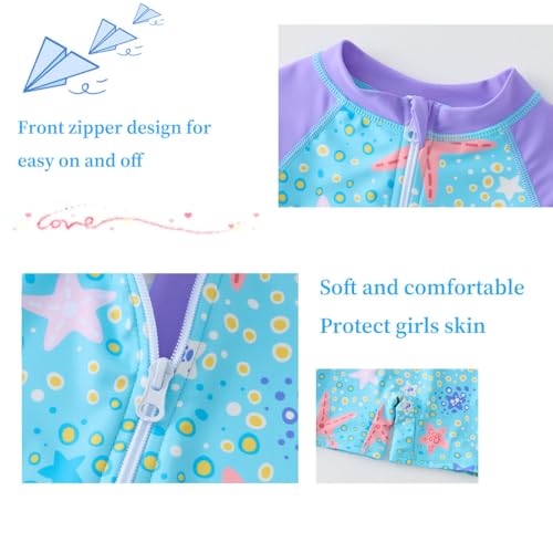 Image of UMELOK Girls Long Sleeve Rash Guard One Piece Swimsuits with UV Protection Sunsuit