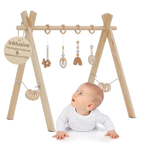 MAYSON® Spielbogen Baby aus Holz nach Montessori – Höhenverstellbarer & Schadstofffreier Spielbogen (Spieltrapez) – Sicher ab 0 Monate – Perfekt für Neugeborene(NEU)