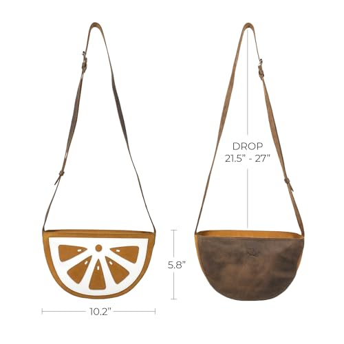 Lemon-Shaped Shoulder Bag with Adjustable Strap, Messenger Bag, Vintage Purse, Full Grain Leather, Handmade, Old Tobacco 5