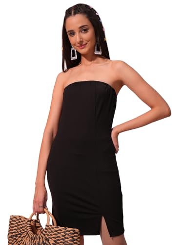 Image of Tokyo Talkies Women's Sleeveless Strapless Solid Dresses | Stylish Dresses | Casual Dresses