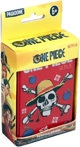 Paladone One Piece Jolly Rogers - Cartas de Juego para póquer, Rummy, Go Fish, Juegos de Cartas, Producto Oficial de Anime y Regalo Coleccionable en Lata de Metal