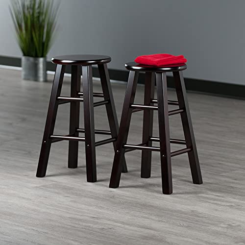 Image of Winsome Element 2-Piece Counter Stool Set, Classic Backless Bar Chairs for Kitchen & Dining Room Seating, Timeless Essential Furniture for Home, Dorm, Apartments
