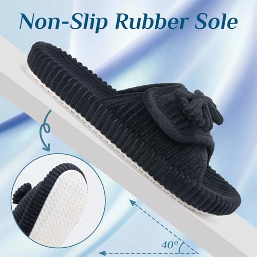 House Slippers for Woman with Arch Support–Womens Open Toe Adjustable Slippers, Orthopedic Shoes for Home Indoor, Cute Ladies Slides for Bedroom Non Slip 5-124