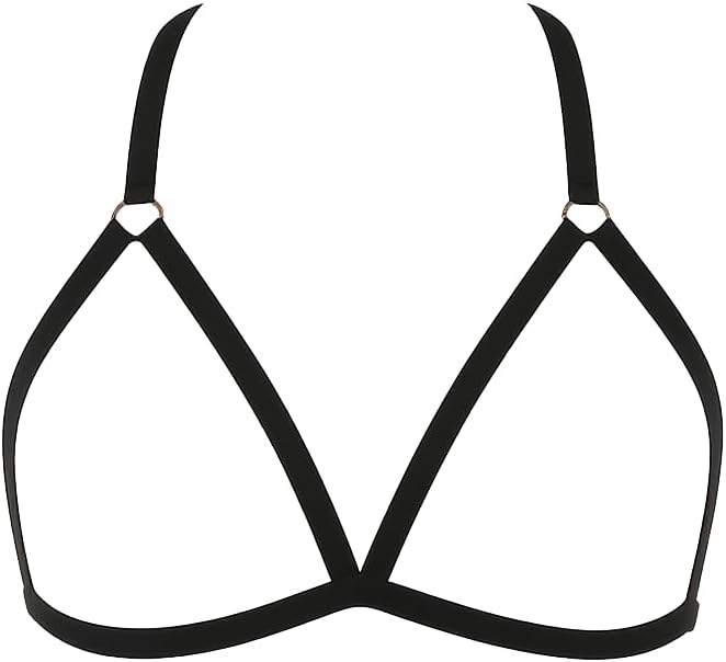 Hey Song Women's Strappy Harness Bra Elastic Cage Bralette Sexy Body Chest Belt Adjustable Punk Gothic Festival Rave Lingerie