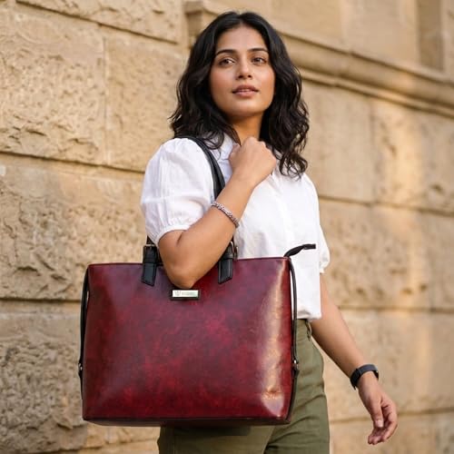 Image of VISMIINTREND Stylish Leather Office Laptop Tote Bag for Women| Shoulder Work Hand Bags for Women | College Bag for Girls | Fits 13 inch,14 inch, 15.6 inch Macbook Laptops