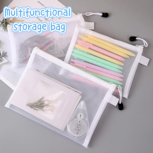Image of 2 Stationary Transparent Pouch, Plastic Zipper Bags, Student Storage Bag, Document Bags, Certificates Bags, Pencil Pen Cases, Envelope Bag, Cosmetic Pouch with Zipper, Travel Organizer(Large)