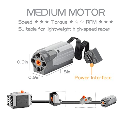 Image of 4PCS Power Function Motor Set, Small Speed Remote Control&Battery Pack Motor Kit, Compatible with Lego Technic Sets, Electric Functions Motors and Gears, Kids&Adults