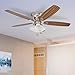 Honeywell Ceiling Fans Glen Alden, 52 Inch Classic Flush Mount Indoor LED Ceiling Fan with Light, Pull Chain, Quick-2-Hang Dual Finish Blades, Reversible Motor - 50182 (Brushed Nickel)