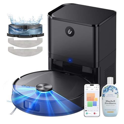 Ultenic T20 Pro Saugroboter mit Wischfunktion 8000 Pa, Staubsauger Roboter mit Absaugstation 3,5 L, Staubsaugroboter für Tierhaare Teppich Böden, AI-gestützte Laser-Hindernisvermeidung, APP-Bedienbar