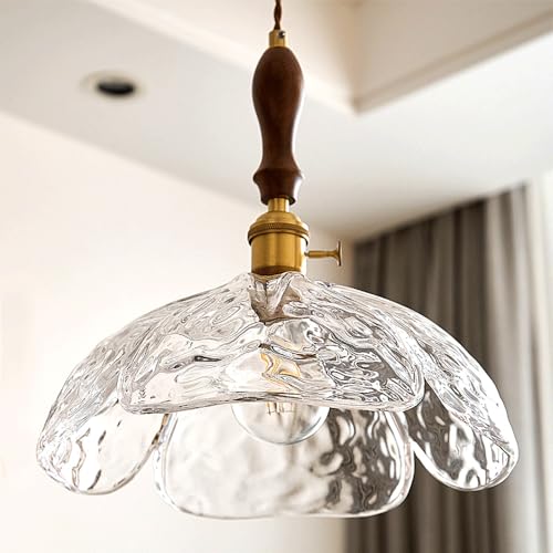 Lustre décoratif E27 avec abat-jour en verre ciselé