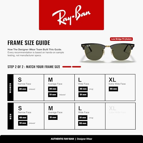 Image of Ray-Ban RB3016F Clubmaster Low Bridge Fit Square Sunglasses for Men for Women