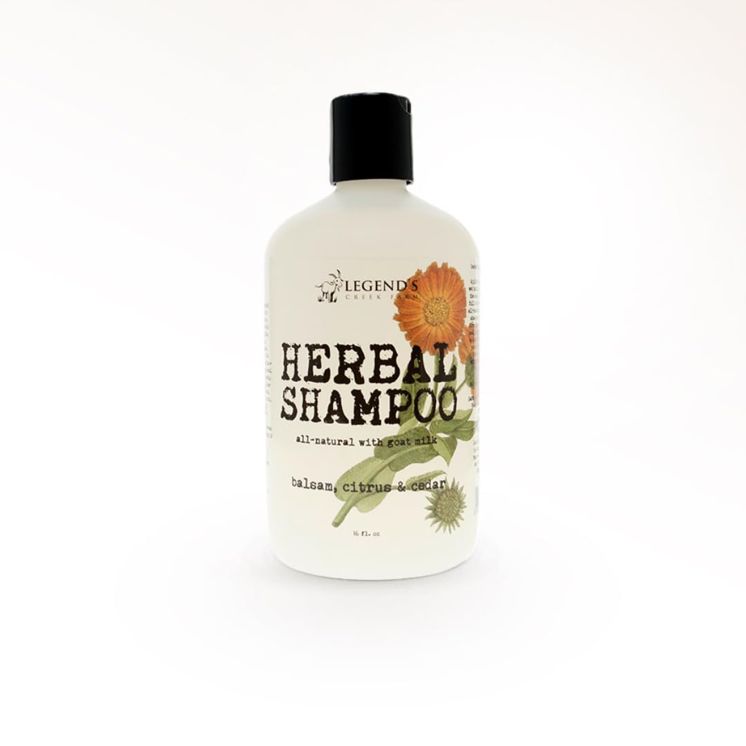 Legend's Creek Farm, Herbal Goat Milk Shampoo & Conditioner Bundle, Gently Cleansing, Soothing, Nourishing, and Deeply hydrating, Handmade in USA, 16 fl. Oz (Balsam, Citrus & Cedar))