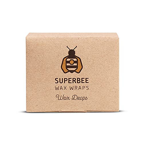 SuperBee Beeswax Drops for Wraps – DIY Kit with Tree Resin & Coconut Oil, Makes Up to 12 Beeswax Wraps, 100g Pack of Drops for Easy Melting & Spreading, Great for Homemade Food Covers