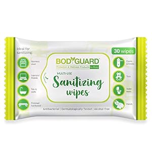 Bodyguard Multipurpose Anti Bacterial Sanitizing Wipes, Alcohol Free – 30 Wipes