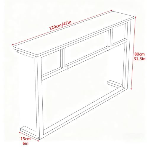 Mesa consola estrecha de madera y metal de 80 cm para pasillo y sofá 2