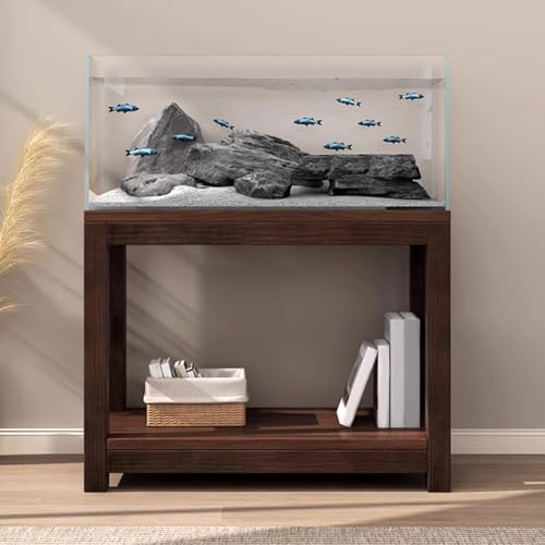 Réservoir de poisson en bois double niveau pour salon moderne et épuré