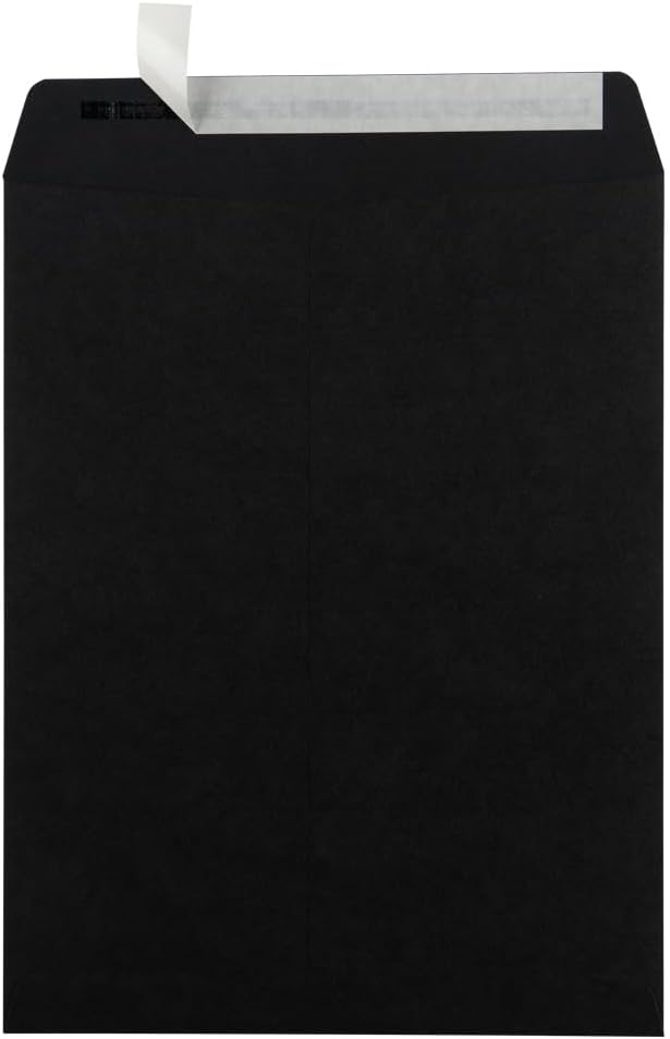 LUXPaper 10 x 13 Open End Envelopes | Peel & Press | Midnight Black | 80lb. Text | 50 Qty