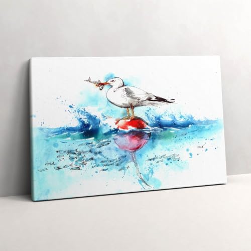 Mouette peinte peinture murale pour un salon apaisant Wallfluent
