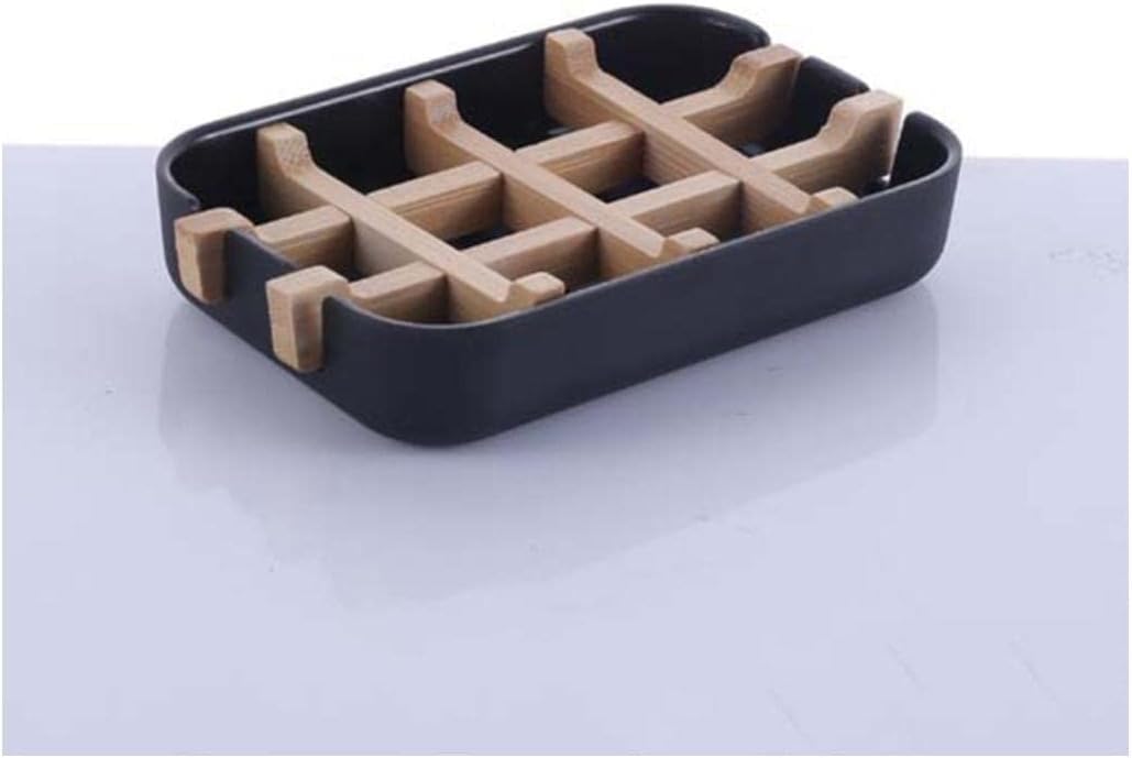 soap tray, Bamboo Case Tray Drain Box Holder for Shower Tools Keep Soap Bars Dry Clean Easy Cleaning(F)