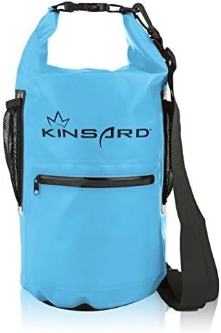 Kinsard Waterproof Dry Bags, Roll Top Sack, With Zipper, Side Pockets, and Adjustable Straps-Protects Valueables and All Gear, For Kayaking, Boating, Beach, Hiking, 10 Liter Dry Bag