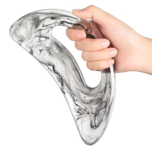Image of Scienlodic Gua Sha Massage Tool with Handle (Resin) Larger Guasha Body Scraping Tool for Back Legs Neck Massage, Lymphatic Drainage, Cellulite Remove - Large Black