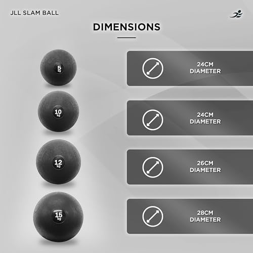 JLL® Slam Ball - (12kg) No Bounce, Heavy Duty Rubber, Available in 5kg, 10kg, 12kg & 15kg - Ideal for Cross Fit, Core Workouts, Strength Training, HIIT Workouts - Image 9