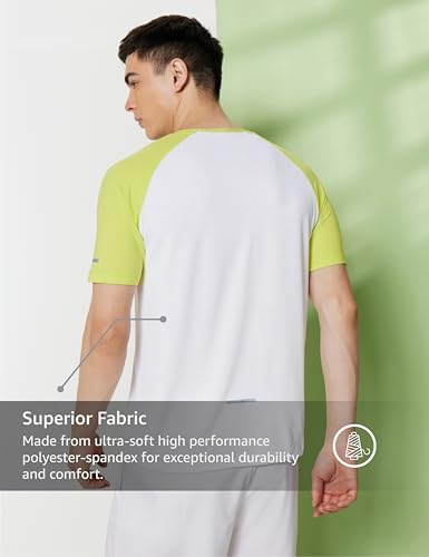 Image of Symbol Premium Men's Solid Regular Fit Sports Stretch T-Shirt | Round Neck | Raglan Sleeve | Moisture-Wicking | Activewear | Running | Gym | Plain (Available in Plus Sizes)
