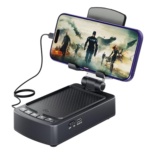 aipidmaga Gifts for Men Women,Cell Phone Stand with Bluetooth Speaker,Unique Gifts for Him Dad Women Her Husband，Adjustable Tablet Holder with Charging Function,Tech Gadgets for Table Desk (Black)