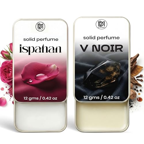 Image of Dr.Mashur Solid Perfume |V Noir&Ispahan Alcohol Free Wax Perfume Balm, Long Lasting | Pocket Tin 12g, Pack Of 2| Non Greasy Smooth Glide, Travel Friendly Men And Women