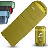 NORDMUT® Sacco a pelo coperta adulto con cerniera YKK a doppio senso – Dimensioni compatte & ultraleggero 1600 g – 3 stagioni (250 GSM) – Sacco a pelo per campeggio, outdoor & festival (Ocra)