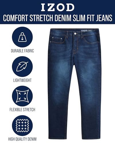 IZOD Men's Slim Fit Jeans - Classic Comfort Stretch Lightweight Denim Jeans - Casual Work Pants for Men2