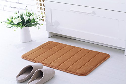 DOTBUY Alfombra de Baño, Ducha Espuma de Memoria de Microfibra Foam Agua Absorbente Antideslizante Soft Household Rug Terciopelo Coral Alfombra De Baño Alfombrilla (40*60CM, Tawny) Cover