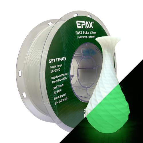 Image of EPAX High Speed PLA+ 3D Printer Filament, Fast PLA 3D Printing Filament, 1.75mm, Dimensional Accuracy + /- 0.03 mm, 1KG Spool (Luminous Green)