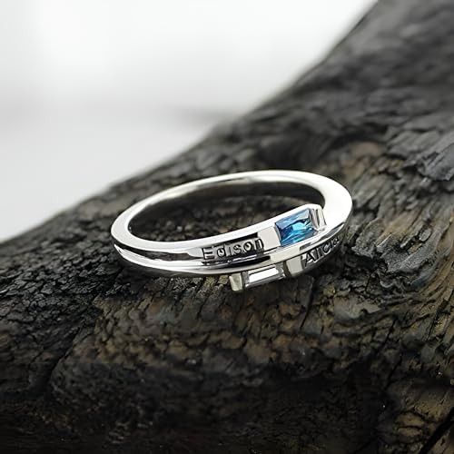 Custom Double Baguette Bypass Rings With Two Birthstones and Three Names For Women 925 Sterling Silver Personalized Wedding Engagement Rings Birthday Jewelry Christmas Gifts4