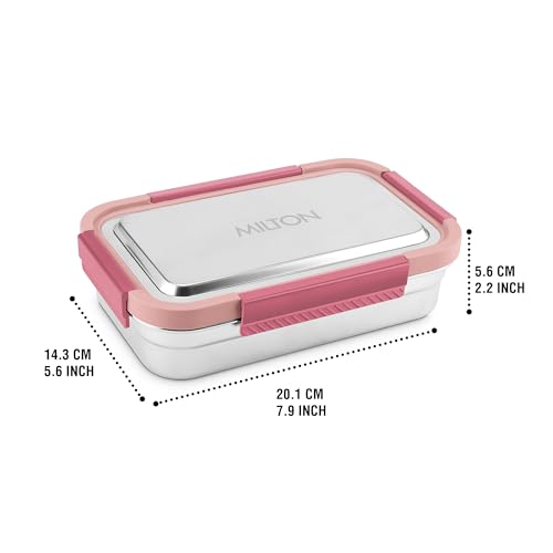 Image of MILTON Modern Meal Jr. Stainless Steel Tiffin, Set of 2 (750 ml,140 ml), Pink | Food Grade | BPA Free | Refrigerator Safe | Odour Free I Durable and Stylish Lunch Box for Home, Office & Travel