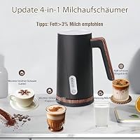 NESSGRAIM Elektrischer Milchaufschäumer 4-in-1 – Milchschäumer Elektrisch für heißen und kalten Milchschaum, Milcherwärmer mit automatischer Abschaltung und Milchbehälter (schwarz) – Ansicht 2