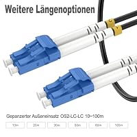 RamboCables 20m Gepanzerte Glasfaser-Kabel OS2 LC auf LC Duplex Singlemode – Ansicht 4