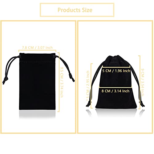 Dtol Velvet Cloth Jewelry Bags, Small Gift Pouches Drawstring Bags For Party, Travel Portable, Christmas, Festival, Makeup Favor Organizer Storage Holder Bags, 3X4 Inch 50 Pieces Black #TOP2