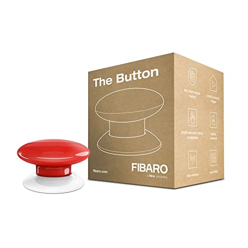 FIBARO The Button Red / Z-Wave Plus Drahtlose Tragbare Schalt-Knopf, Rot, FGPB-101-3