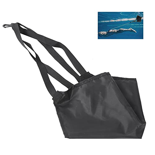 QANYEGN Swimming Strength Training Belt, Swim Resistances Belt, Swim Trainer for Training Exerciser, Parachute Swimming (Large Black)