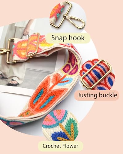 Image of Embroidered Purse Straps Replacement Crossbody Wide Adjustable Bag Straps | Thick Purse Strap for Crossbody Bags,Extra Long Strap,Cross Body Straps for Handbags,Bag Straps for Tote Bags,Shoulder Straps