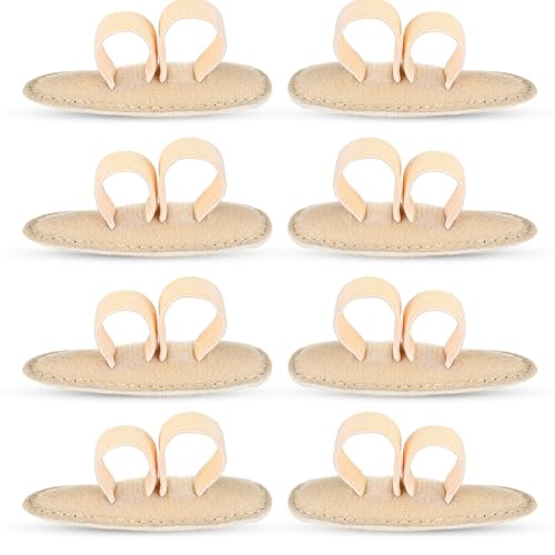 Image of Woanger 8 Pcs Hammer Toe Crest Cushion Soft Straightener Buttress Pads Splint Reduces Pressure from Calluses and Hammer Toes, Medium, Right, Left (Two Toes,Beige)