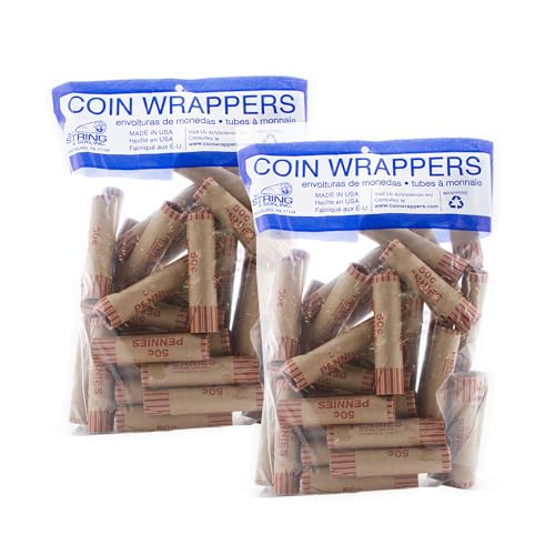 BAZIC Products Penny Coin Wrappers – Durable Preformed Paper Tube, Sleeves for Coin Sorter and Holder, 36/Pack, 2 Packs